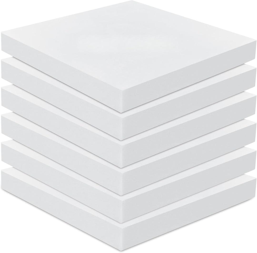 Frienda 6 Pack 3" X 20" X 20" Upholstery High Density Foam Cushion White Square Seat Replacement Cushion or Commercial Use Stuffing Craft Foam Couch Chair Padding DIY Projects