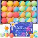 Hemp Oil Bath Bombs Gift Set, 24 Pack Natural Bubble Bath Spa Kit with Pure Essential Oils, Refreshing & Relaxing Bath Gift for Birthday, Mothers Day & Valentines Day