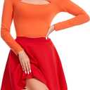 Halloween 2pcs Costume Orange Cutout Crop top and Red Skirt Set (Small)