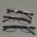 DOOViC 3 Pack Rimless Reading Glasses For Women Lightweight Elegant Blue Light Blocking Readers, Tinted Edge/Spring Hinge 1.75 Strength