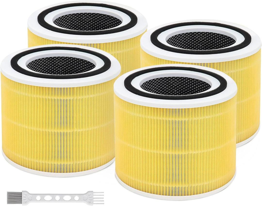 4 Pack Core 300/Core P350 Compatible with LEVOIT Core P350/Core 300 and Core 300S, Grade True Filter High-Efficiency Activated Carbon, Compare to Part # Core 300-RF (Yellow-4 Pack)
