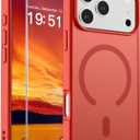 SUPFINE Magnetic for iPhone 17 Pro Max Case (Compatible with MagSafe)(Military Grade Drop Protection) Translucent Matte Shockproof with Anti-Fingerprint Phone Cover,Red