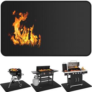 Under Grill Mats for Outdoor Grill - 65 x 39 Inch BBQ Mats for Outdoor Grill Deck Protector, Double-Sided Fireproof Oil-Proof Waterproof, Easy to Clean, Perfect for Outdoor Grilling