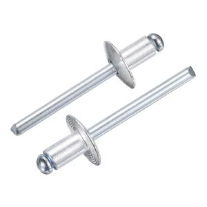 uxcell 50Pcs 1/4" x3/8" Aluminum Blind Rivets, Aluminum Grip and Steel Mandrel, Large Flange Fastener Rivets for Metal, Furniture, Automotive, Silver
