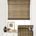 LazBlinds No Drill Cordless Bamboo Roman Shades, 33" W × 72" H, Color: Privacy-driftwood