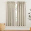 RYB HOME Semi Sheer Curtains - Linen Textured Sheer Privacy Curtains Light Filtering Semitransparent Rod Pocket Drapes for Bedroom Living Room Dining Window Decor, Beige, 52 x 72 inches, 2 Pcs