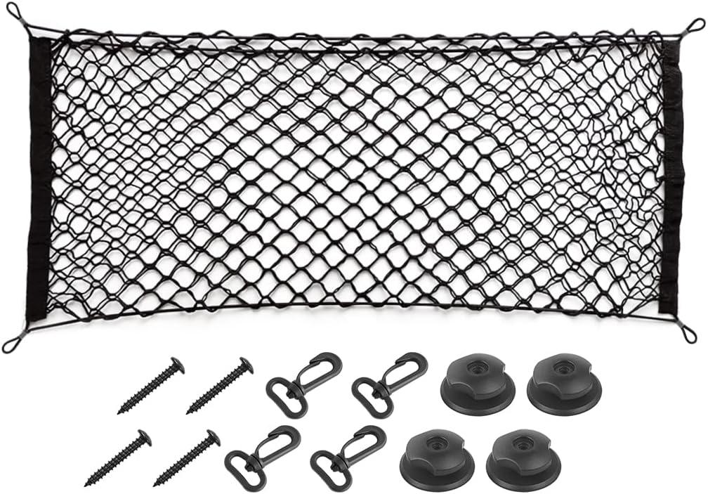 Car Rear Cargo Net, Adjustable Elastic Storage Organizer Net, Trunk Cargo Storage Net, Universal Fit for Car, Vehicle, SUV (43.3"x 15.8")