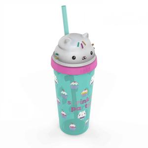 Gabby's Dollhouse 18 oz Green Super Sipper Tumbler with Cakey Cat Design, BPA-Free Plastic