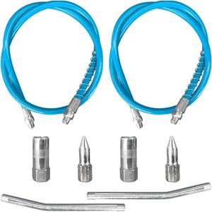 39" Spring Flex Grease Gun Hose 1/8" NPT Thread Grease Hose Extension Non-Slip with 6" Angled Tube, Grease Couplers & Sharp Type Nozzle, 10000 PSI High Pressure Greases Gun Accessories Kit (2 Pack)