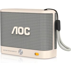 AOC Portable Bluetooth Speaker, Shower Speaker, BT 5.4 with Wireless Stereo Pairing, BassUp, IP65 Waterproof, Dustproof, 30-Hour Playtime, Compact Small for Home, Outdoors, Travel, White