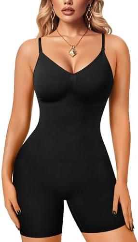 Irisnaya Women Slimming Bodysuits Shapewear Tops Tummy Control Body Shaper Spaghetti Strap Camisole Leotards Bodycon Jumpsuit, Size 3XL/4XL