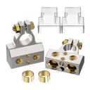 Battery Terminals, 0/2/4/8/10 Gauge Battery Terminal Connectors with Shims and Protective Covers, Suitable for Car, Marine and Truck Conversions