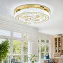24'' Gold Modern Crystal Chandelier LED Dimmable Flush Mount Crystal Ceiling Light for Living Room Bedroom Dining Room