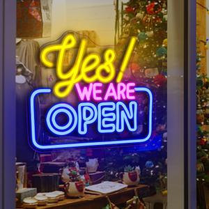 Ineonlife Open Neon Signs,Bright Led Light High Visibility Advertisement Board Electric Display Sign Walls Window Door Bar Shop Coffee Salon Hotel Store(USB Powered/13.4 * 11.8 in) (Yes Open)