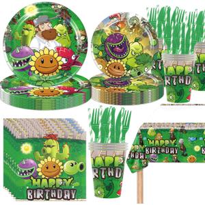 141pcs Zombies Birthday Tableware Decorations Party Plates Cups Soccer Theme Napkins Beach Ball Tablecloth for Soccer Party Decoration (Zombies)