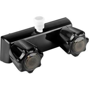 RV Shower Faucet Camper Shower Faucet Replacement, 4 Shower Valve Diverter Assembly with Dual Smoked Acrylic Knobs for Outside and Inside Bathroom, Black