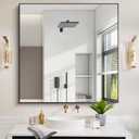COFENY Black Bathroom Mirror for Wall, 42x42 Inch Wall Mounted Rectangle Mirrors with Metal Frame, Large Modern Vanity Wall Square Mirror for Bathroom Living Room, Entryway