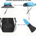 Womens Summer Sun Hat Beach Hat Wide Brim Outdoor UV Protection Hat Foldable Cool Mesh Ponytail Bucket Hat (6-7, Sky Blue-gray)