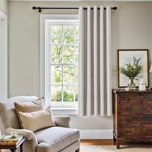 jinchan Stone White Curtain 63 Inch Length Light Filtering Curtain for Bedroom Living Room Drape 1 Panel Texture Grommet Top Window Treatment 72 Inches Wide by 63 Inches Long