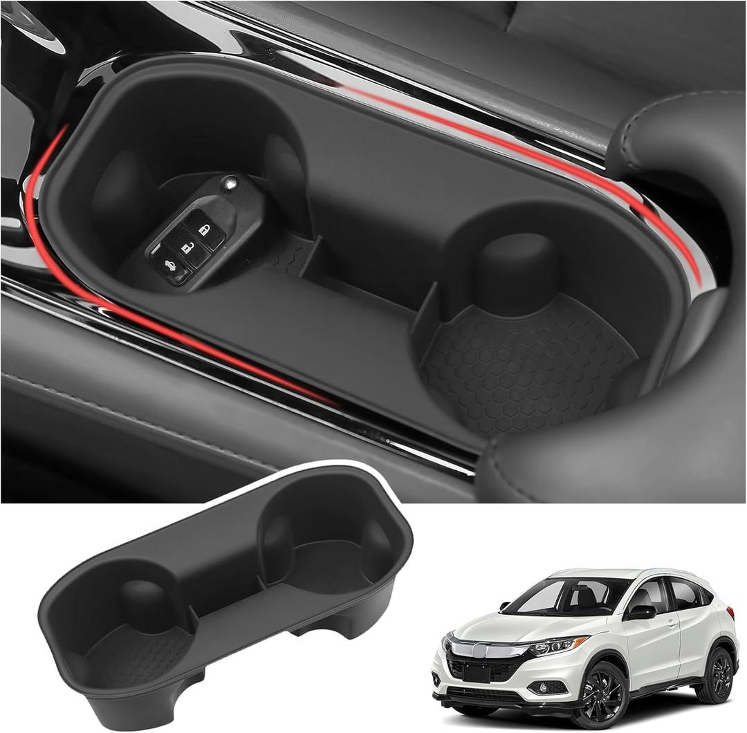 Hellet Car Cup Holder Compatible with Honda 2019-2022 HRV HR-V Accessories Silicone Material OEM Style Inserts Center Console Organizer (Not Fit 2016-2018 Models)