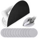 Drywall Corner Sander, Semi-Circular Hook and Loop Backing Angle Sanding Tool with 12PCS 9 Inch Sanding Discs 120 180 240 Grit Round Sandpaper Assortment for Corners and Walls