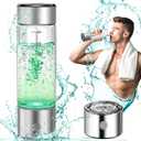 Upgrade 3Min 2000PPB Hydrogen Water Bottle Generator -SPE PEM Tech, 14OZ Portable Hydro Water Bottle Machine, Birthday Xmas Gift for Husband,Wife,Family,Friends,Travel (Silver)