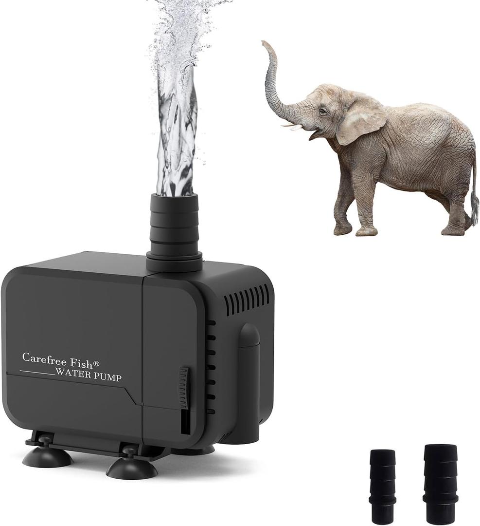 Carefree Fish 213/400/800GPH 9/22/45W Fountain Submersible Pump Adjustable Quiet Aquarium Change Water Pump Tank for Hydroponics Koi Pond Statuary Outdoor Waterfall