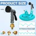 50 FT 3/8" Lightweight Coiled Garden Hose EVA Flexible with 7 Function Nozzles and Brass Connectors for Garden Watering Plants Greenhouses Patios Lake Blue