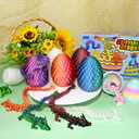 Impossmaker 8" 3D Printed Easter Dragon Eggs with 3D Printed Dragon Inside, Easter Basket Stuffers Mini Dragon Egg Set Articulated Crystal Dragon Fidget Toy for Adults Teens