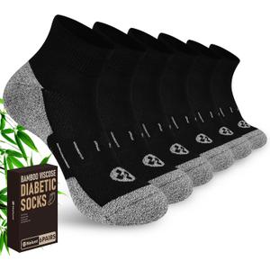 Diabetic Socks for Men,6 Pairs Ankle Mens Diabetic Socks,Diabetic Neuropathy Socks for Men Size 9-12/10-13/13-15.