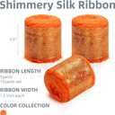 2 x Orange Silk Chiffon Ribbon,Terracotta Frayed Shimmery Silk Ribbon for Bridal Flower Bouquet Christmas Gift Wrapping Wedding Decor Invitations Decorations 1.5" x 15 Yards (5Yards X 3 Rolls)