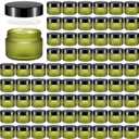 Domensi 60 Pcs 1oz Glass Jars with Lids Bulk Salve Tins Winter Cream Container Small Glass Candle Cosmetic Jars for Travel Lip Balm with Inner Liners for Lotion Sample Cream(Green, Black Lid)