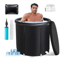 Outvita Ice Bath Tub for Athletes, 105 Gal Multiple Layered Portable Cold Plunge Tub with Cover for Recovery & Cold Water Therapy, Inflatable Ice Barrel for Family Gardens Indoor Outdoor Gyms Arena