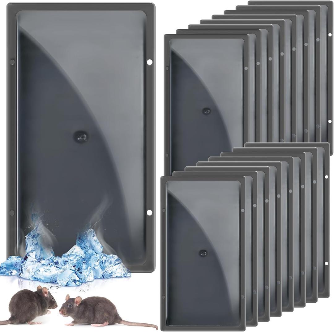 Qualirey 16 Pcs Cold Weather Glue Traps Freeze Resistant Sticky Mouse Traps Heavy Duty Safe Pest Control Adhesive Tray Pre Baited Easy to Use Glue Boards for Winter Mice Rat Spider Indoor Home Garage