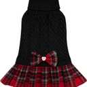 KYEESE Dog Sweater Stretchy Knitwear Pet Sweater Dress Thick Dog Sweaters for Small Dogs Male Warm Pullover Pet Coats Comfy Dogs Clothes with Bowtie Soft Turtleneck Cat Sweaters, Black, Medium