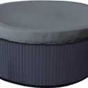 Covers & all Round Hot Tub Cover, 12 Oz Waterproof UV & Weather Resistant Outdoor Bath tub Protector with Elastic (90" Diameter x 14" H, Grey) (Gray)