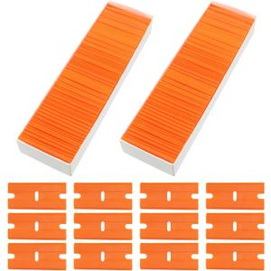 Litoexpe Double Edged Plastic Blades for Removing Decals Adhesive Residue Glass Cleaning (200, Orange)