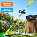 Aokia Electric Weed Wacker Cordless, 12V Battery Powered Weed Eater Cordless with Adjustable Pole (65inch), Lightweight Grass Trimmer Cutter/Edger/Mower with 2 Types Blade for Yard Lawn and Garden