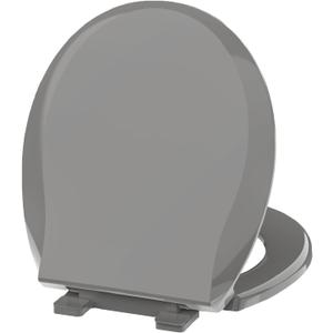 Round Toilet Seat, 16.5inch, Soft Close Quiet, No Alam, Standard Round Universal Size, PP Material Safe and Easy Clean, Grey (Round 16.5 inch, Gray)