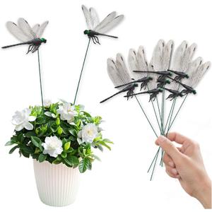 2 x 10 Pcs Dragonfly Decorative Stakes, Lifelike 3D PVC Big Dragonflies Decor