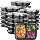 GUSTO [24 oz - 50 Count 3-Compartment Meal Prep Containers with Lids  Reusable, Microwaveable, Dishwasher & Freezer Safe, BPA-Free Food Storage Boxes for Portion Control (Formerly Comfy Package)