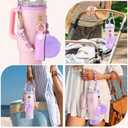 Mity rain Cup Accessories for Stanley Cup 30oz 40oz Tumbler with Handle, Including Water Bottle Handle Strap, Chapstick Holder, Boot, Keychain Charms, Straw Topper Cover Cap for Stanley (Purple)