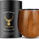 Wooden Whiskey Glass Gifts For Men - Charred Wood Bourbon Whiskey Glasses, Perfect for Men Who Have Everything, Gift for Dad or Boyfriend on Father's Day, (1 Pack Large)