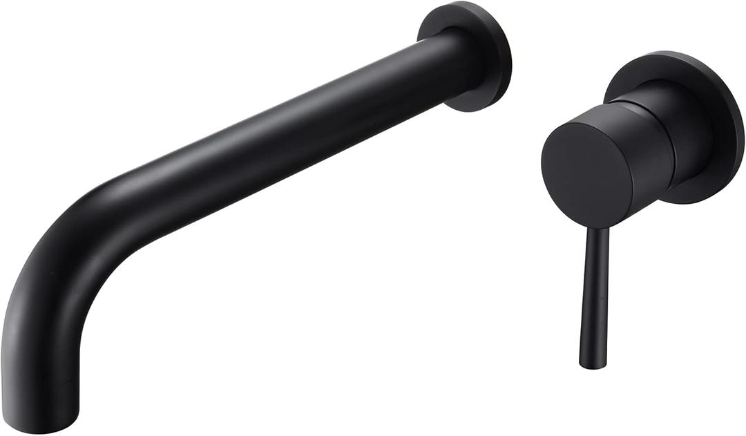 Matte Black Tub Faucet Wall Mount Bath Tub Filler Extra Long Spout Single Handle with Brass Rough-in Valve
