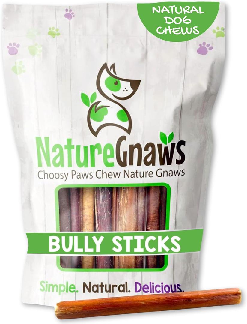 Nature Gnaws Small Bully Sticks for Dogs 5-6" (25 Count) - Long Lasting for Light Chewers and Puppies - Natural Thin Beef Dog Chew Bones - Rawhide Free (BB: 09/2025)