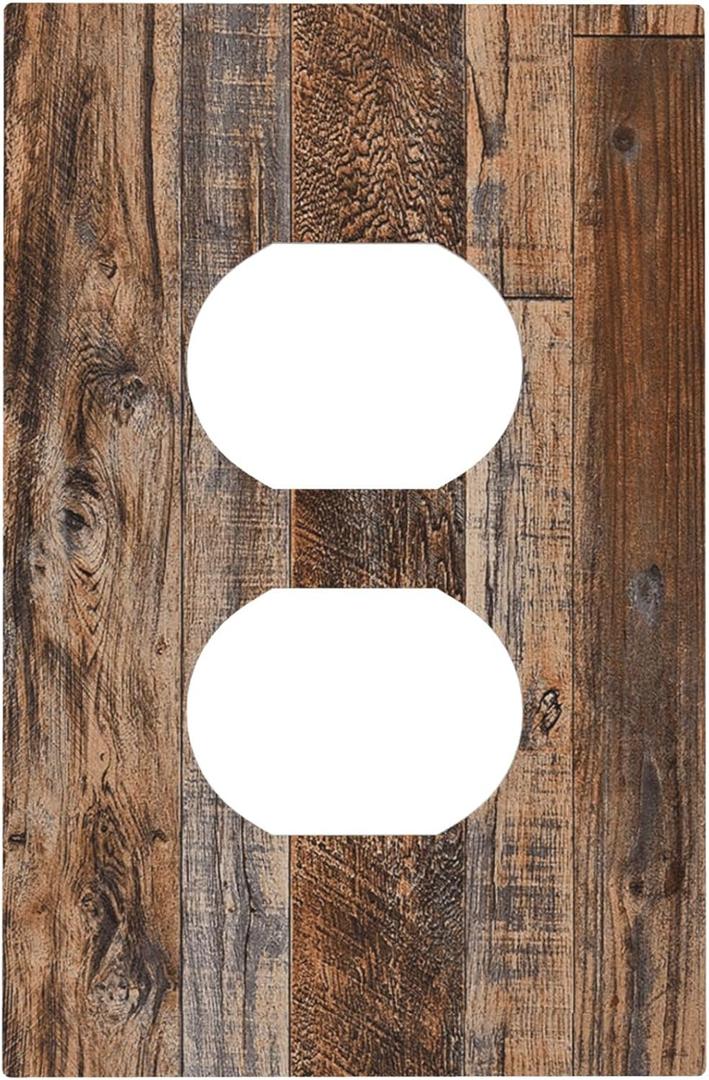 Rustic Brown Wood Grain 1 Gang Duplex Outlet Covers Electric Socket Switch Plate Decorative Light Switch Cover for Bedroom Bathroom Decor 5 X 3 INPlastic