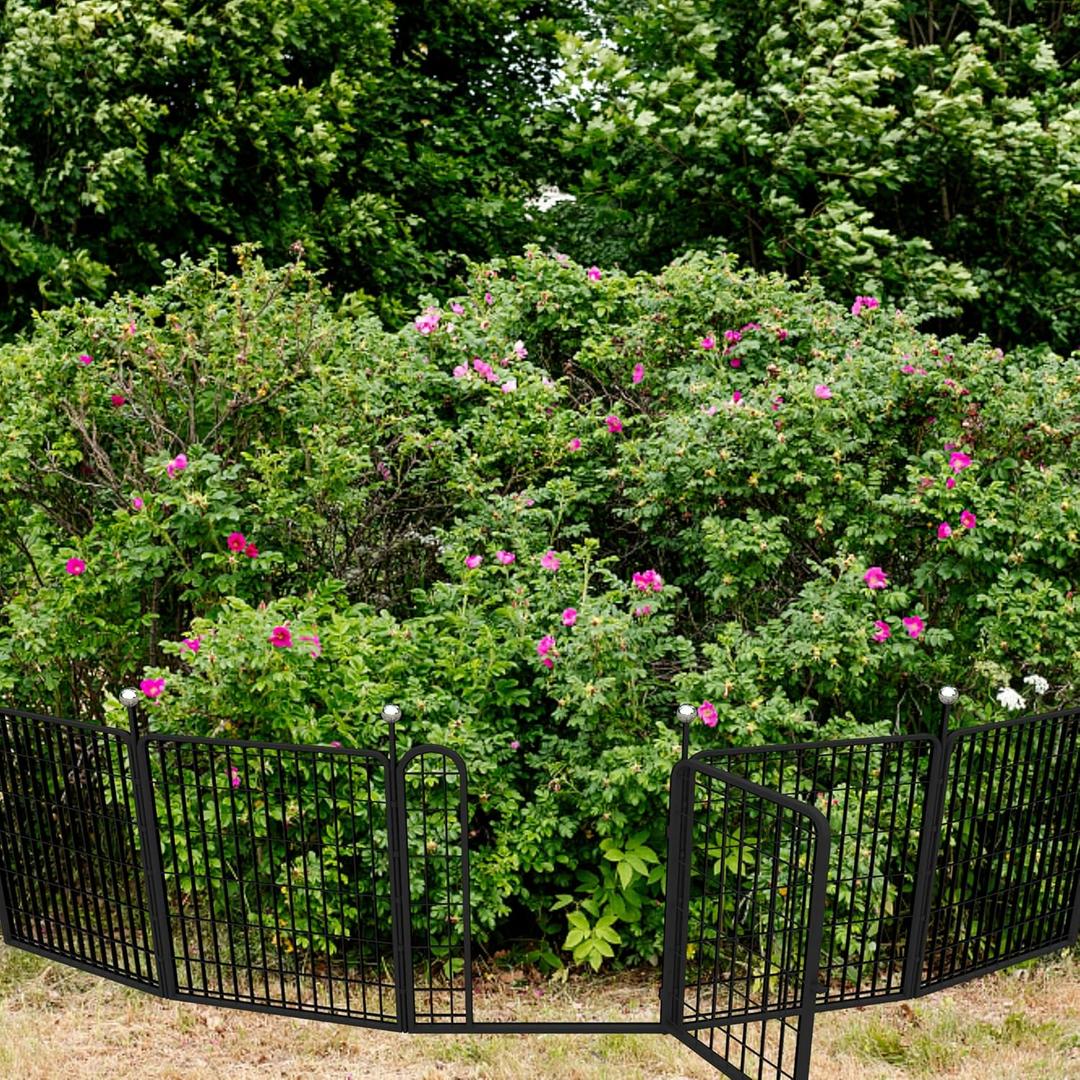 Garden Fence, IGOOUO Garden Fence Animal Barrier 36'' High,17.8ft Long Fence Panels Animal Barrier, Temporary Pool Fence (7 Panels +1 Door +8 Stakes)