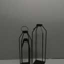 Perfnique Modern Farmhouse Lanterns, Set of 3 Black Metal Lanterns w/ 6hr Timer Flickering Flameless Candles, Decorative for Outdoor Decor, Front Porch, Indoor, Patio, Garden, Fireplace, Christmas (23inch & 20inch & 15inch)