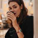 Minyee Leather Bands Compatible with Apple Watch Band 38/40/41/42/44/45/46/49mm Women, Slim Thin Dressy Designer Strap with C-Shape Metal Buckle for iWatch Series 11 10 9 8 7 6 5 4 SE/Ultra 3 2 1 (Brown/Starlight)