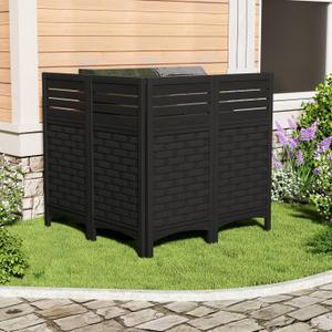 ZZM Black Privacy Fence Panels Outdoor Decorative Air Conditioner Fences Screen Trash Can Pool Equipment Hide Fence for Deck Balcony (4 Panels)